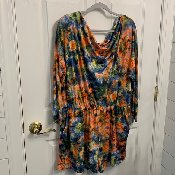 Watermelon Tie Dye long sleeve Romper Plus size 3X - Picture 5 of 9